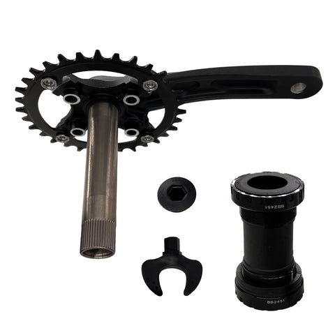 170mm Crankset With 104 BCD Single Speed Narrow Wide Chainrings 32T 34T 36T 38T For MTB BMX And Road Bikes Alloy 6061 Black