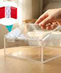 5Pcs Self Adhesive Acrylic Hinges Clear 25 By 34 Mm For DIY Jewelry Boxes And Small Cabinets No Drill Mini Hinge shown in use