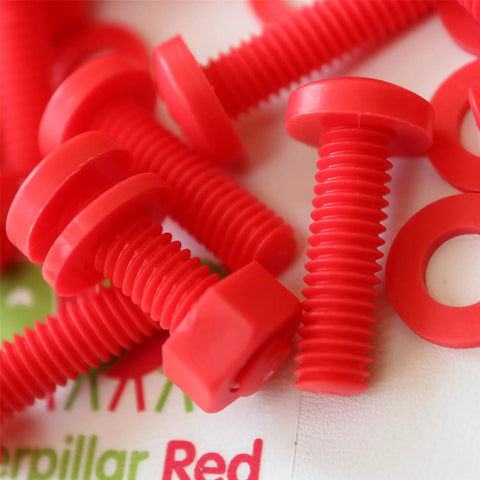 Top Tier Red Polypropylene Pan Head Cross Recess Fasteners M6 X 20mm Set Includes Matching Nuts And Washers, red polypropylene bolts and washers.