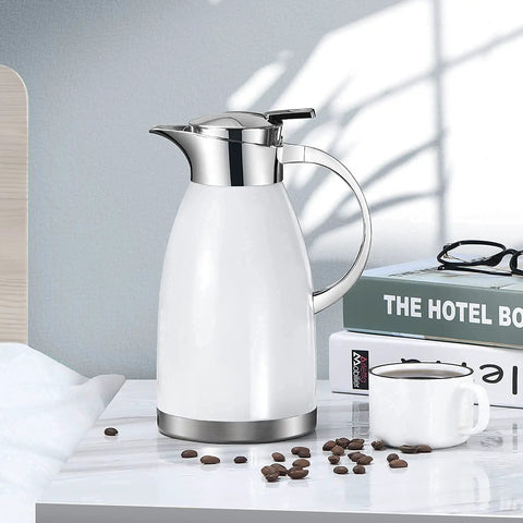 64 Oz Insulated Coffee Carafe With Double Wall Vacuum Keeps Coffee Hot Or Tea Cold, 18/8 Stainless Steel Thermal Carafe For Office Or Home, Wide Mouth, Leakproof Lid, Easy Pour, Elegant Design For Everyday Use