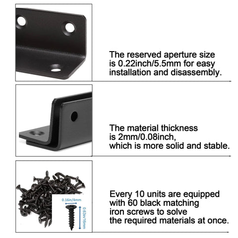 Heavy Duty L Bracket Set 10 Pack 3.2 Inch Shelf Brackets 90 Degree Corner Braces For Wood Shelves Black Metal Supports
