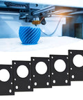Image of 5 Pack Aluminum Motor Mount Plate Kit for NEMA 17 Stepper Motors, showcasing black 42x42mm mounting plates for 3D printers.