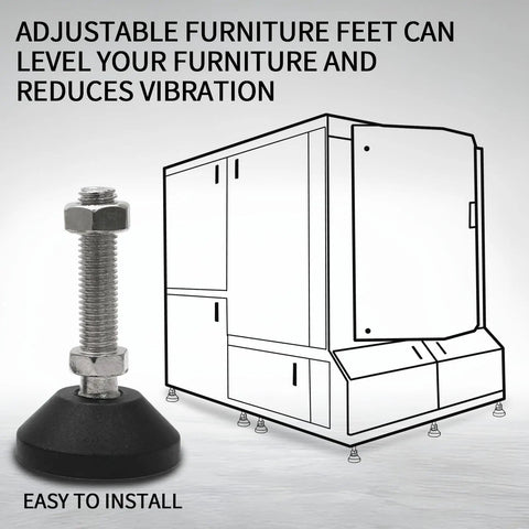 4 Pack M12 Adjustable Leveling Feet For Furniture, 2 Inch Diameter Swivel Levelers, Heavy Duty Foot Levelers, Easy to Install