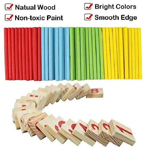 Counting Number Blocks And Wooden Sticks Kit For Kids Learning Kid Friendly Fun And Easy Way To Boost Math Skills Montessori Style Toy Set With Storage Tray For Toddlers And Home School showing colorful rods and numbered blocks.