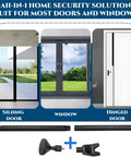 2 Pack Door Security Bars Anti Slip Heavy Duty Door Stoppers For Hinged Doors And Sliding Patio Doors, 2 In 1 Adjustable Jammer
