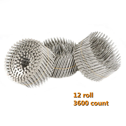 Stainless Steel Ring Shank Siding Nails Two And One Half Inch Long.090 Inch Diameter Fifteen Degree Collated Wire Coil