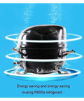 Compact Counter Top Ice Maker Machine Automatic Portable Ice Cube Generator With High Capacity Water Tank showcasing R600a refrigerant.