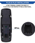 Passenger Side Power Window Switch Replacement 4602544AG Compatible With 2008 2012 Grand Caravan Town And Country Liberty Journey Ram 1500 Nitro, plug and play 6-pin connector close-up.