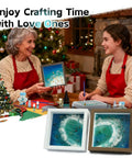 Two women crafting with Dope Ocean Beach UV Resin Art Kit For Adults And Teens A Beginner Friendly All In One Sea Craft Set.
