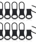 10 Pack Metal Zipper Pull Replacement Tabs For Jackets, Jeans, Backpacks, Boots, Purses, Coats, Pants, Luggage, Detachable Zipper Head Repair Kit For Small Holes And Quick Fixes For Easy Grab And Go Repairs in black zinc alloy
