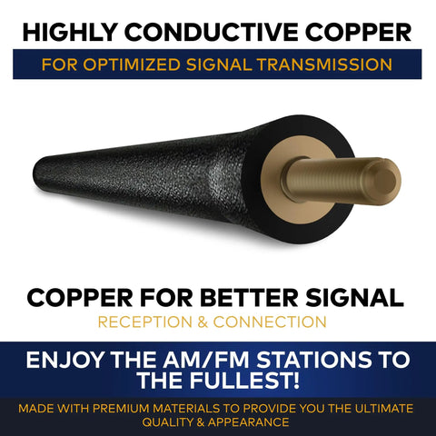 Close-up of Ford Mustang External Antenna Mast 7 Black Car Antenna Replacement showing conductive copper core.