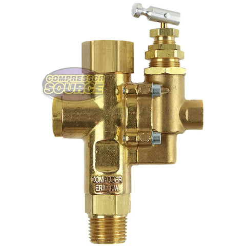 Gas Powered Air Compressor Pilot Check Valve Unloader Assembly 140 To 175 PSI brass detail side view