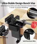 Tiny But Mighty Mini Drill Press Vise With Rubber Soft Jaws Aluminum Precision Clamp 0 To 2.48 Inch Range C-Clamp on desk edge