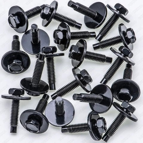 20 Piece M6 10 Hex Head SEMS Body Bolts White Steel Fasteners Shop Pro Grade tough enough for daily driving, black finish.