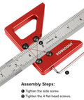 Boss Grade Circle Center Finder Tool For Woodworking and Carpentry with adjustable ruler and screws for precise measurements.