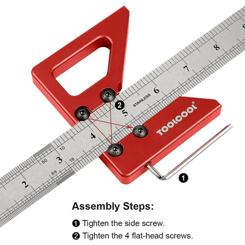 Boss Grade Circle Center Finder Tool For Woodworking and Carpentry with adjustable ruler and screws for precise measurements.
