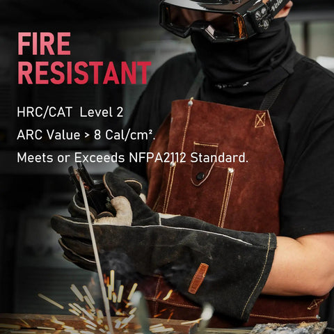 Flame Resistant Welding Neck Gaiter And Face Mask Black Bandana Style Headwear For Welders, HRC2 Arc Shield NFPA2112 Certified