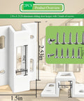 2 Pcs E 2124 Aluminum Sliding Door Keeper Set For Hook Style Latch, includes screws, dimensions displayed against living room.