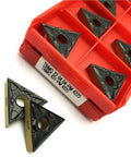 10 Pack Pro Grade Carbide Inserts TNMG220404 TNMG220408 PM4225 in red holder for CNC lathes, steel and aluminum turning.