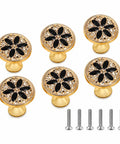 Modern Floral Cabinet Knobs With Matte Black Finish, 6 Pack Decorative Drawer Handles For Dressers And Kitchen Cupboards, Single Hole Hardware Kit With Matching Screws, Breezy Install For A Killer Room Refresh.