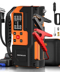 All In One Jump Starter With Air Compressor On The Go 4000A Portable Battery Pack 10000mAh Power Bank and accessories