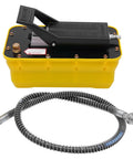 Workhorse Heavy Duty Tire Bead Breaker Kit With 70 MPa Hydraulic Foot Pump And 10000 PSI Capacity 10 Ton Bead Breaker Tool With Air Hose For Farm Equipment Tractors Buses Lawn Mowers And ATVs, yellow pump and hose