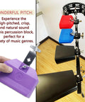 5 Inch Purple Jam Block With Mounting Bracket For Percussionists Durable Plastic Resin Latin Block Great For Cowbell Holders And Other Percussion Setups Built To Take On Busy Practice Sessions Gig Ready purple block on percussion stand