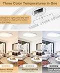 Ultra Slim 12 Inch LED Ceiling Light Panel Flush Mount Dimmable 3000K 4500K 6000K CCT Low Profile 24W with color switch