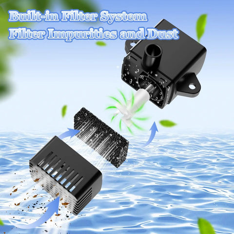 Solar Fountain With 2000mAh Battery And Smart Indicator, 3.5W Glass Water Pump filter system demonstration, black