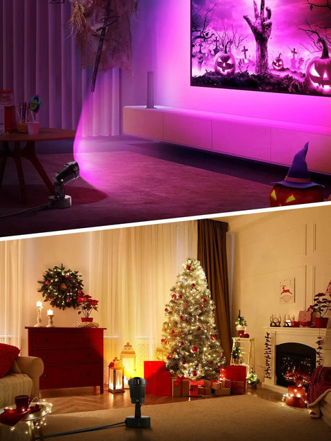 10W Indoor RGBW LED Spotlight With Remote Control Color Changing Uplighting For Holiday Decor 16 Colors 4 Modes 120V Plug In