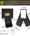 A-Frame Swing Set Brackets Kit With Four Beefy Swing Hangers And Heavy Duty Mounting Hardware shown with dimensions and screws
