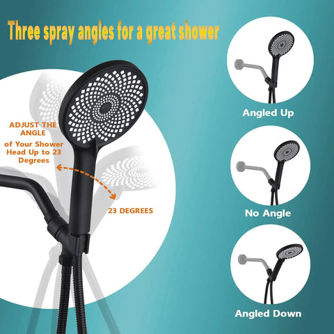 Premium Solid Brass Handheld Shower Head Holder With Adjustable Swivel Pivot Ball And Sleek Matte Black Finish For The Ultimate Bath Flex Wall Mount Bracket Featuring Heavy Duty Build And Quick Install For A Slick Daily Routine