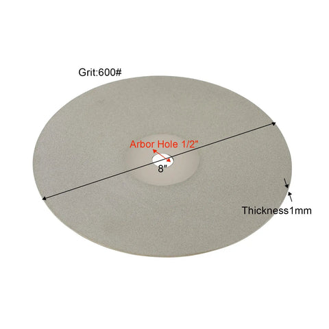 Six-Piece Diamond Flat Lap Wheel Discs 8 Inch By One Half Inch Arbor Pro Grade All-In-One Abrasive Lap Set with Grit 600