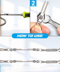 Instructions for using the Turnbuckle Wire Tensioner Kit For Cable Railing, 150 Feet Of One Sixteenth Inch Stainless Steel Cable