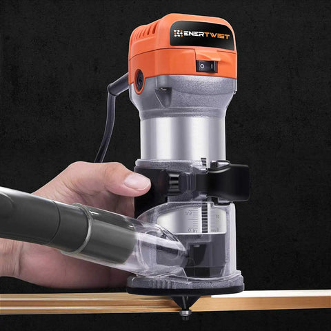 Compact Router Tool With 7.0 Amp Motor Soft Start And Variable Speed From 10,000 To 32,000 RPM For Woodworking Includes Fixed Base 1/4 And 3/8 Collets Edge Guide Roller Guide Dust Hood And Replacement Brush Set
