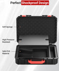 Open waterproof hard case for Starlink Mini Kit showing shockproof sponge and EVA material compartments.