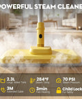 Heavy Duty Steam Cleaner Blasts 284 Degree Vapor And 70 Psi Force To Crush Stubborn Grime No Sweat Commercial Grade Multi Surface Cleaner Eases Through Kitchen Stains And Handles Deep Scrubbing Tasks Like A Total Champ, yellow steam mop on hardwood floor.