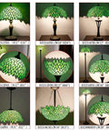 Showpiece Tiffany Style Pendant Light Fixture With Green Wisteria Stained Glass, S523 Series, various sizes and designs