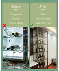 Before and after image showing the effects of Totally Bulletproof Brackets 4 Pack Adjustable Shelf Supports with Posts and Screws.