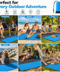 Sandproof Waterproof Beach Blanket, Extra Large 79x55 Inch Outdoor Mat For 1-4 Adults in various outdoor settings, aqua blue color.