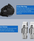 Filter bag and hose clamps included with Beast 1800GPH Submersible Water Pump For Pond, Fountain, Waterfall And Hydroponics UL Certified