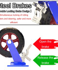 Badass Heavy Duty Industrial Casters Set Of Four Durable Rubber Swivel Wheels With Dual Locking Brakes showcasing steel brake design.