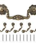 Six Piece Set Of Vintage Drop Bail Drawer Pulls In Antique Bronze Finish, 3 Inch Hole Spacing And 4 Inch Total Length, Zinc Alloy
