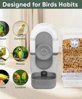 No Drama Spill Proof Bird Water Dispenser And Easy Fill Feeder Tray For Parrot Cages Secure Side Mount with seed container.