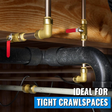 Half Inch Ball Valve Shut Off For Water Supply With Push To Connect Fittings For Pex Copper And CPVC No Lead Brass Installed