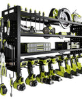 Power Tool Organizer Wall Mount With Four Layers And Eight Drill Holders Heavy Duty Cordless Drill Organizer For Your Garage