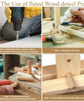 Step-by-step guide using 1000Pcs Woodworking Dowels Kit With Round Grooved Fluted Wood Dowel Pins 6x30mm for furniture assembly.