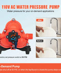 110V Electric Water Pressure Pump 4.0 GPM 50PSI Self Priming Diaphragm Booster shown with faucet before and after use.