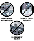 Diagram showing benefits of Back Tap Spark Plug Thread Repair Tool For 14mm Spark Plugs, Collapsible Design With Debris Removal.