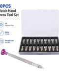 Watch Hand Presser Kit With 20 Interchangeable Pins And Scratch Proof Stainless Steel Pusher featuring case and metal press